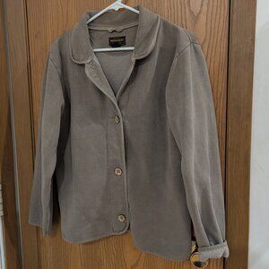 Vintage Woolrich Button Down Sweatshirt/Jacket Khaki with Wooden Buttons-M